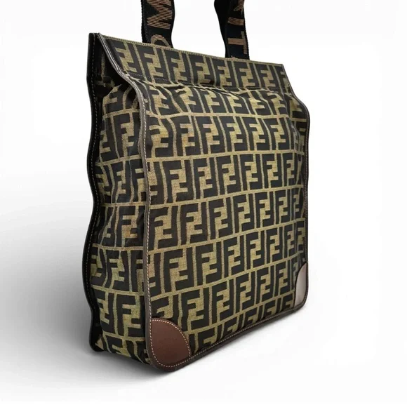 AUTH FENDI Tote Bag • Zucca Forever FF Fendi Logo Mania Monogram Tobacco Color - Picture 2 of 8